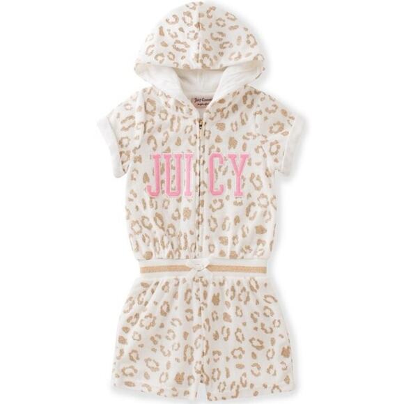 Juicy Couture Baby Girl Sunsuit TrackSuit Hooded Romper gold Size 0/3 Mo - Picture 1 of 7
